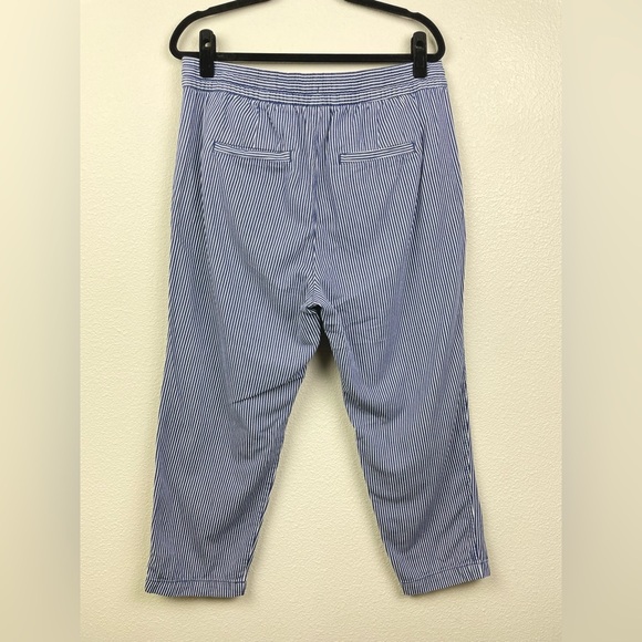 Gap Women's Large V-Easy Pant Bold Navy Stripe White Casual Pull-On Drawstring - Picture 11 of 14